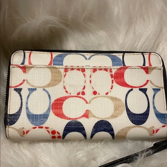 Vintage Coach Bleeker Multi-Colored Zip Slim Wallet/Wristlet - Picture 5 of 10